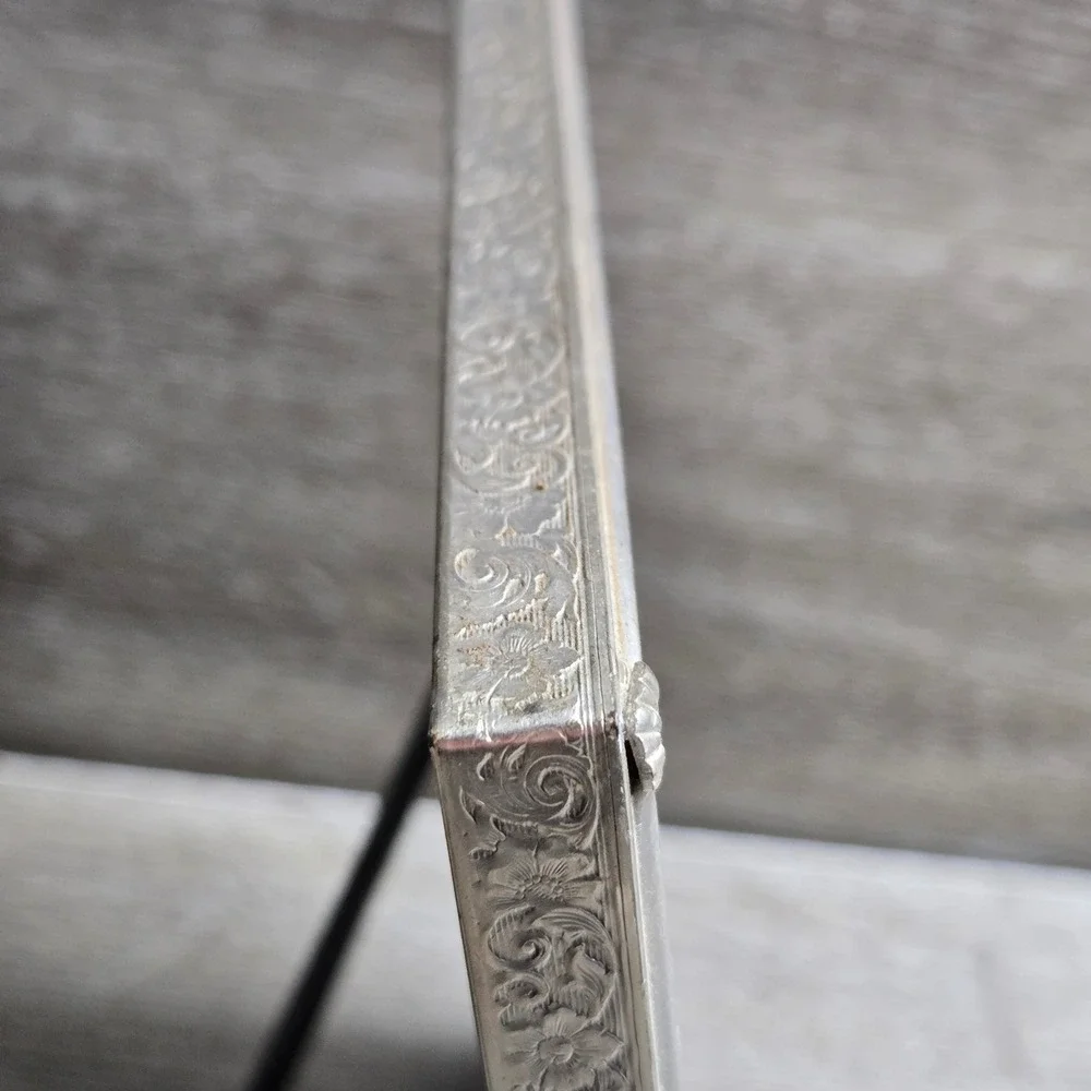 Etched‎ Silver Tone Metal Picture Frame 8x10 Silver Floral Scrollwork